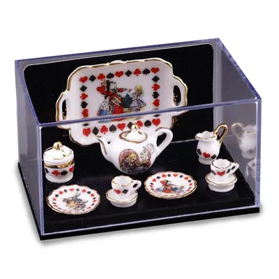 Produktbild von Miniatur Kaffeeservice Alice im Wunderland mit Tablett, Porzellan