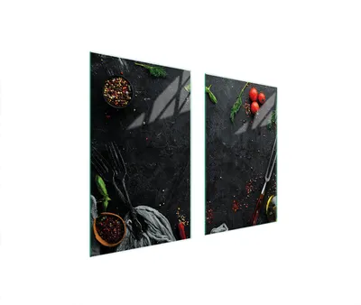 Image de Plaques de recouvrement pour cuisinière 2 pièces 75x52 Couverture pour champ vitrocéramique Verre Planche à découper Ardoise Épices