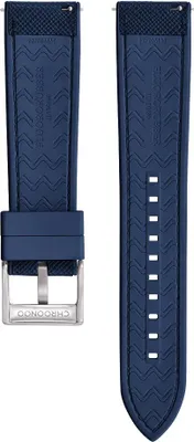 Obrázek produktu pro CHROONOO Saffiano kůže / pryžový hybridní řemínek na hodinky - modrý, 22 mm, broušená stříbrná