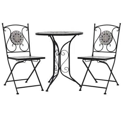 Produktbild von 3-tlg. Bistro-Set Mosaik Keramik Grau , Gartenmöbel-Sets Design 2024