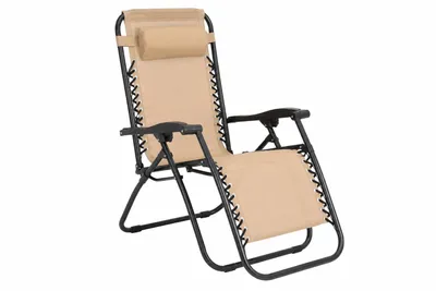 Produktbild von Relaxliege Klappbar mit Kopfkissen – Gartenliege Schwerelosigkeitsliege Beige