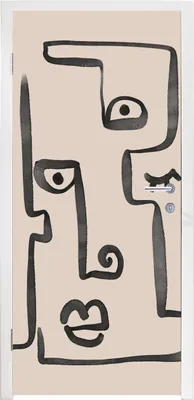 Produktbild von MuchoWow® Türtapete Selbstklebende Türfolie Auge - Lippen - Strichzeichnung 90x215 cm Türposter Türaufkleber Klebefolie Türklebefolie - Plakat an der Tür - Türsticker - Aufklebern