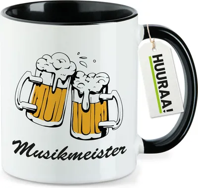 Produktbild von Huuraa Kaffeetasse Musikmeister Schützenfest 330ml Schwarz Keramik Kaffeebecher Geschenkidee