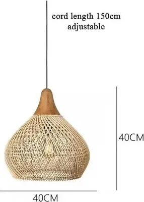 Zdjęcie produktu dla Lampa wisząca, regulowana wysokość, ręcznie tkana, 40 x 40 cm, bez żarówki
