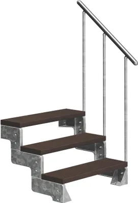 Produktbild von Dolle Außentreppe Gardentop 54-66cm Geschosshöhe mit Trimax dunkelbraun 100cm breit mit Geländer