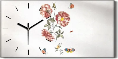 Produktbild von Leinwand Uhr Küche Wohnzimmer Bild 60x30 Gemälde Blumen Pflanzen Schmetterling - schwarze Hände