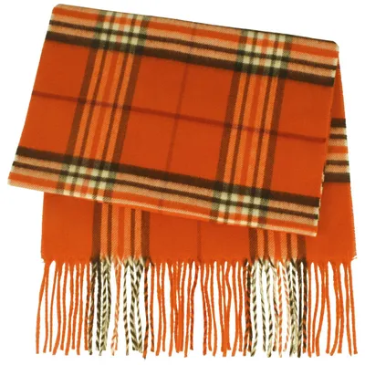 Feiner Cashmink Tartan-Karo Schal mit Fransen von Hut-Breiter in rot