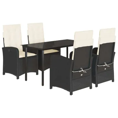 Obrázok produktu pre vidaXL 5-dielny záhradný jedálenský set s vankúšmi Black Poly Rattan