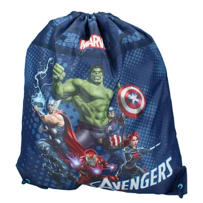 Produktbild von Avengers Power Team Turnbeutel Schuh-Beutel Tasche Ironman Thor Hulk Captain America, Farbe:Blau