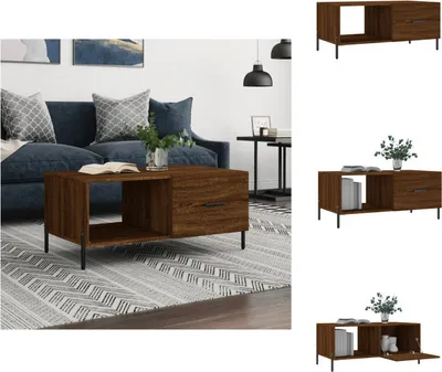 Immagine prodotto di vidaXL Tavolino da caffè in rovere marrone 90x50x40 cm materiale a base di legno - Tavolini da caffè