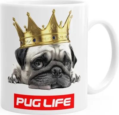 Produktbild von Kaffee-Tasse Pug Life Mops einfarbig MoonWorks® weiß unisize