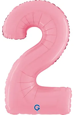 Immagine prodotto di Numero gigante palloncino in foil 26"/66 cm | Rosa pastello Numero: 2