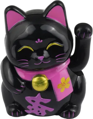 Produktbild von Glückskatze Mini Maneki-neko Wohlbefinden schwarz Solar 5cm Winkekatze Lucky cat