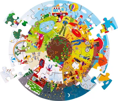 Produktbild von Rundes Bodenpuzzle – Die Jahreszeiten