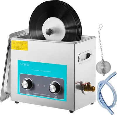 Zdjęcie produktu dla Ultradźwiękowy czyszczarka płyt winylowych 6 l 40 kHz Ultradźwiękowa maszyna do czyszczenia płyt winylowych Regulacja pokrętłem Czyszczarka ultradźwiękowa do płyt 4 płyty Czyszczarka ultradźwiękowa do płyt winylowych Zbiornik ze stali nierdzewnej z grzałką mechaniczną i timerem