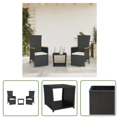 Produktbild von The Living Store 3-tlg. Garten-Essgruppe mit Kissen Schwarz Poly Rattan