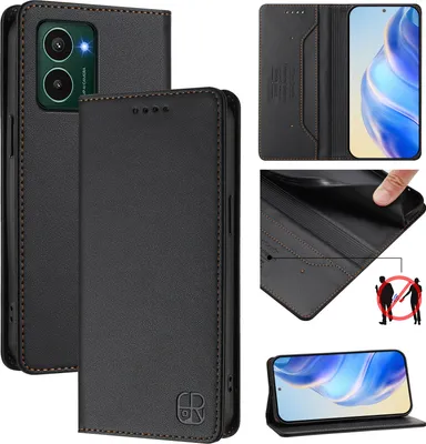 Immagine prodotto di Custodia in pelle per HMD Pulse Pro/HMD Pulse/HMD Pulse+, flip case con slot per carte, portafoglio e supporto Nero