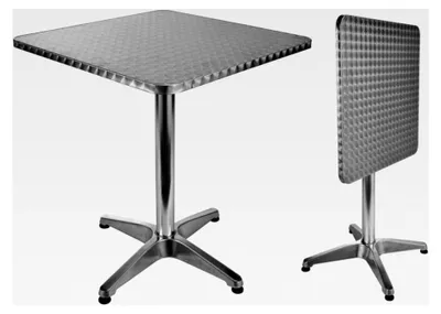 Produktbild von Rechteckiger Klappbarer Aluminium Bistro Tisch, Silber, 60 x 60 x 70 cm