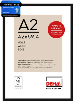 Produktbild von DEHA Design Holz Bilderrahmen Fontana, 42x59,4 cm (A2), Schwarz
