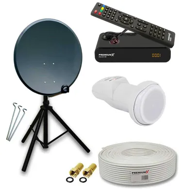Produktbild von PremiumX Camping SAT Anlage 60cm Antenne Single LNB Kabel Stativ Receiver