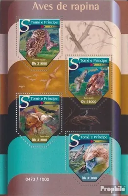Produktbild von Briefmarken Sao Tome e Principe 2015 Mi 6415-6418 Kleinbogen (kompl. Ausgabe) postfrisch Raubvögel