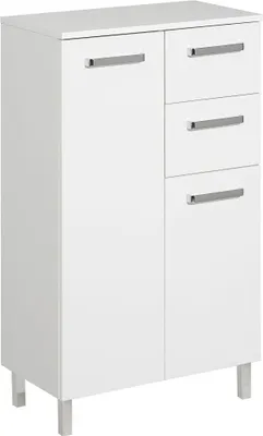 Produktbild von Badezimmer Seitenschrank WARSCHAU-66 in weiß glänzend - B/H/T: 60/100,5/33cm