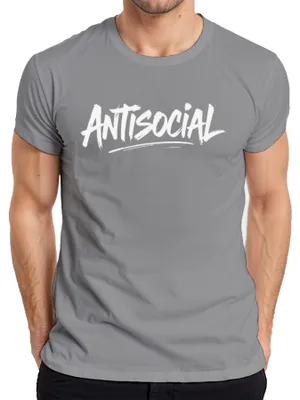 Produktbild von ANTISOCIAL Introvert Gothic Punk Urban Grunge Geschenk Herren T-Shirt, Grau, XL