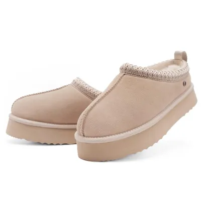 Produktbild von Damen Pantoffel Hausschuh aus m australischem Lammerfell Plüsch Sand Größe 40