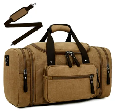 Produktbild von Erweiterbare Canvas Reisetasche für Herren, 35L, Vintage Handgepäck, Khaki