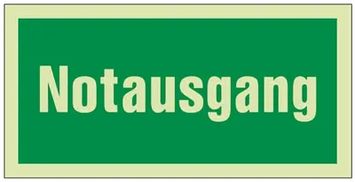 Produktbild von Rettungszeichen BGV A8 L297xB148mm Notausgang grün/weiß Ku.