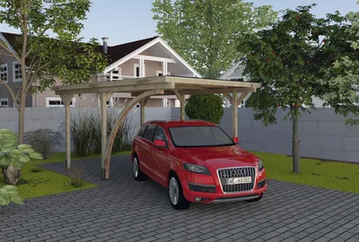Produktbild von Einzelcarport weka 606 A Gr 1 inkl. Einfahrtsbogen 300 x 500 cm kesseldruckimprägniert