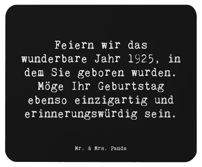 Produktbild von Mr. & Mrs. Panda Mouse Pad Spruch 1925 Geburtstag - Schwarz - Geschenk, Happy Birthday, Geburtstagsgeschenk, mousematte, laptop mousepad, liebevoll, besondere Zeit