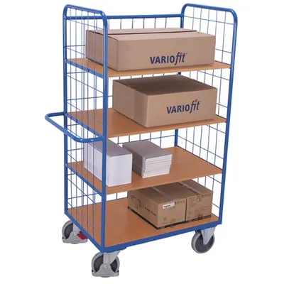 Produktbild von Etagenwagen hoch mit 3 klappbaren Böden Typ L + EasySTOP