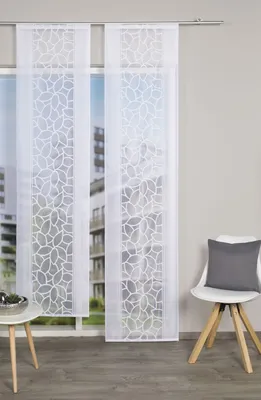 Produktbild von Home Wohnideen Schiebevorhang Jacquard Blätter 225 x 57 cm Weiss