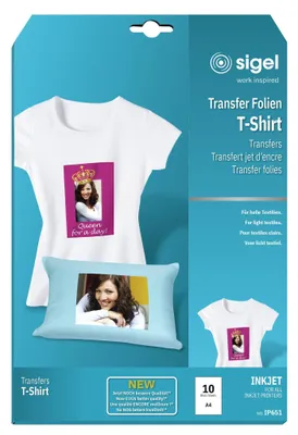 Produktbild von SIGEL IP651 InkJet Transfer Folien für T-Shirts, für helle Textilien, 10 Folien