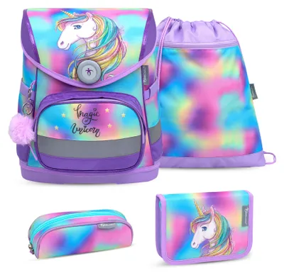 Produktbild von Belmil Compact ergonomisches Schulranzen-Set 4-teilig "Rainbow Color" mit Brustgurt, Magnetverschluss