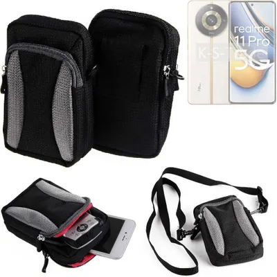 Produktbild von K-S-Trade Holster Schutz Hülle kompatibel mit Realme 11 5G Handy Hülle Gürteltasche Umhängetasche mit Zusatzfach schwarz