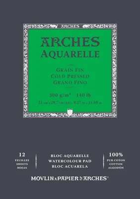 Productafbeelding van Aquarelle A1795091, 100% fijn, 300 g, A4, 12 vel, natuurlijk wit, kleur