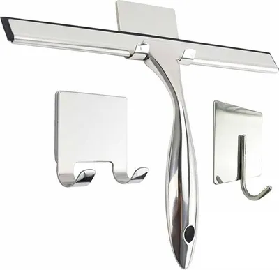 Produktbild von INF Edelstahl Glasabzieher Set mit kurzem Griff, Silber und Haken 10 Zoll