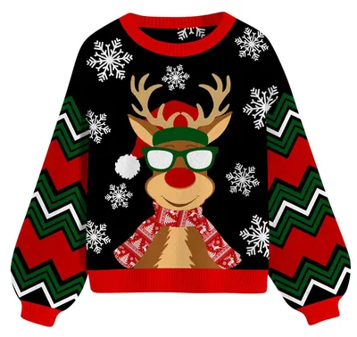 Produktbild von Damenpullover Weihnachtlich Strickstoff Lustig Für Weihnachten Schwarz XL