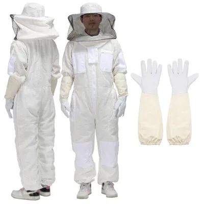 Imkeranzug XXL mit Handschuhen und Schleierhaube, weiß