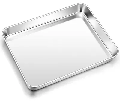 Zdjęcie produktu dla Blacha do pieczenia, stal nierdzewna, prostokątna, wymiary 31,6 x 24,6 x 2,5 cm, odporna na korozję, nadaje się do mycia w zmywarce