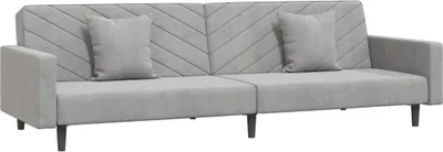 Zdjęcie produktu dla Sofa 2-osobowa z 2 poduszkami jasnoszary aksamit