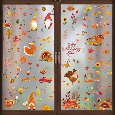 Produktbild von Herbstdeko 9 Blätter selbstklebend, Winterdeko, Thanksgiving, Kinderzimmer, Fensterdeko