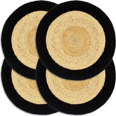 Produktbild von Tischsets 4 Stk. Natur und Schwarz 38 cm Jute und Baumwolle