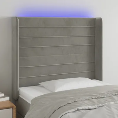 Produktbild von The Living Store LED Kopfteil Hellgrau 83x16x118/128 cm Samt
