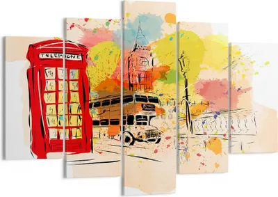 Produktbild von Bild auf Leinwand - Leinwandbild - London Bus - 150x100cm - Wand Bild - Wanddeko - Wandbilder - Leinwanddruck - Bilder - Kunstdruck - Wanddekoration - Leinwand bilder - Wandkunst - EA150x100-3920