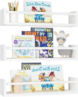 Produktbild von Unyqoos® 3er-Set Holz-Wandregale mit welliger Aufkantung – platzsparende Ablage für Bücher, Deko & Kinderzimmer, inkl. Montagematerial