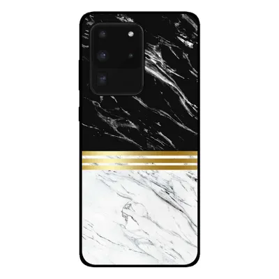 Image de Smartphonica Coque pour Samsung Galaxy S20 Ultra aspect marbré - coque arrière marbrée - Noir Blanc