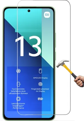A screen protector for a smartphone is shown, with a hammer testing its durability.